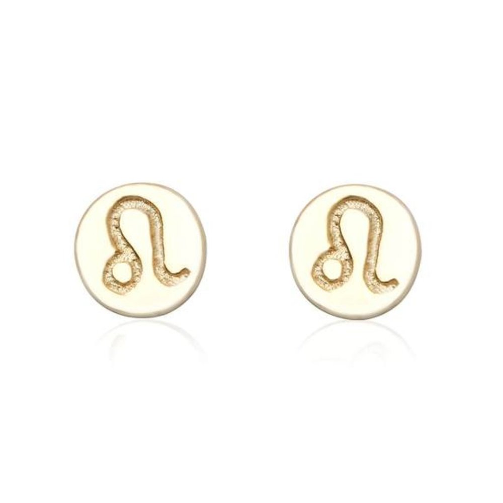 Sterling Silver Gold Plated LEO Zodiac Earrings